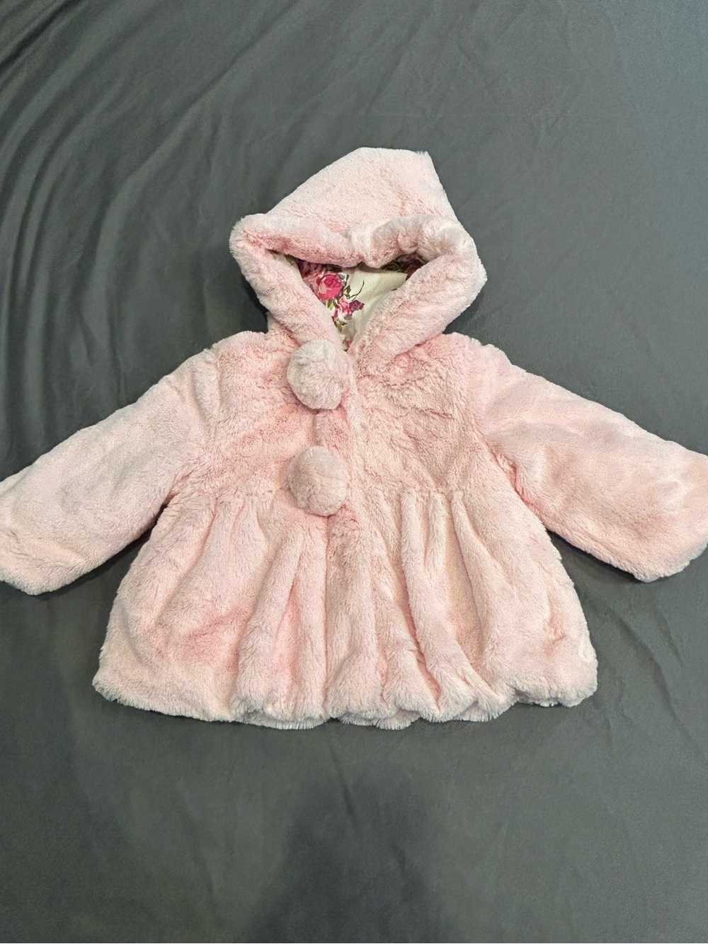 Rothschild Pink Floral Lined Baby Coat Size 12 mos